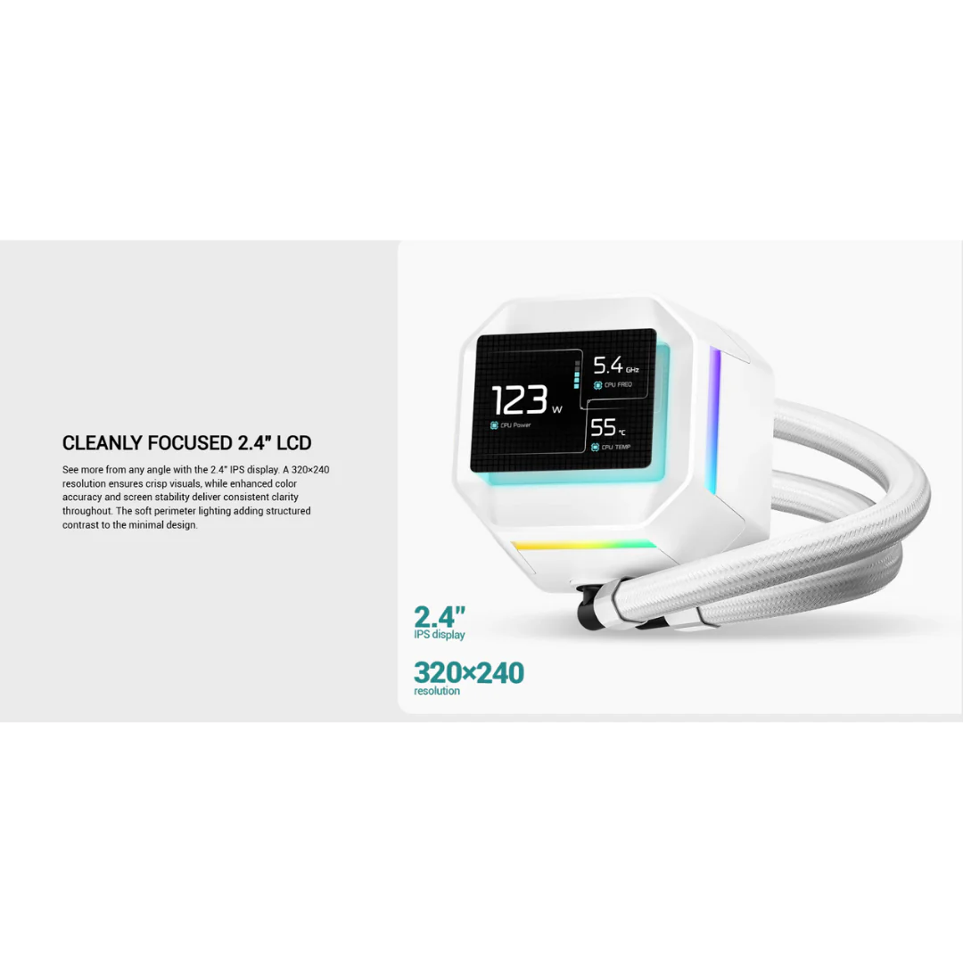 DeepCool LM360 360mm 6th Gen ARGB Liquid Cooler with 2.4" LCD Screen ( Black R-LM360-BKDMMC-1 | White R-LM360-WHDMMC-1 ) - Image 4