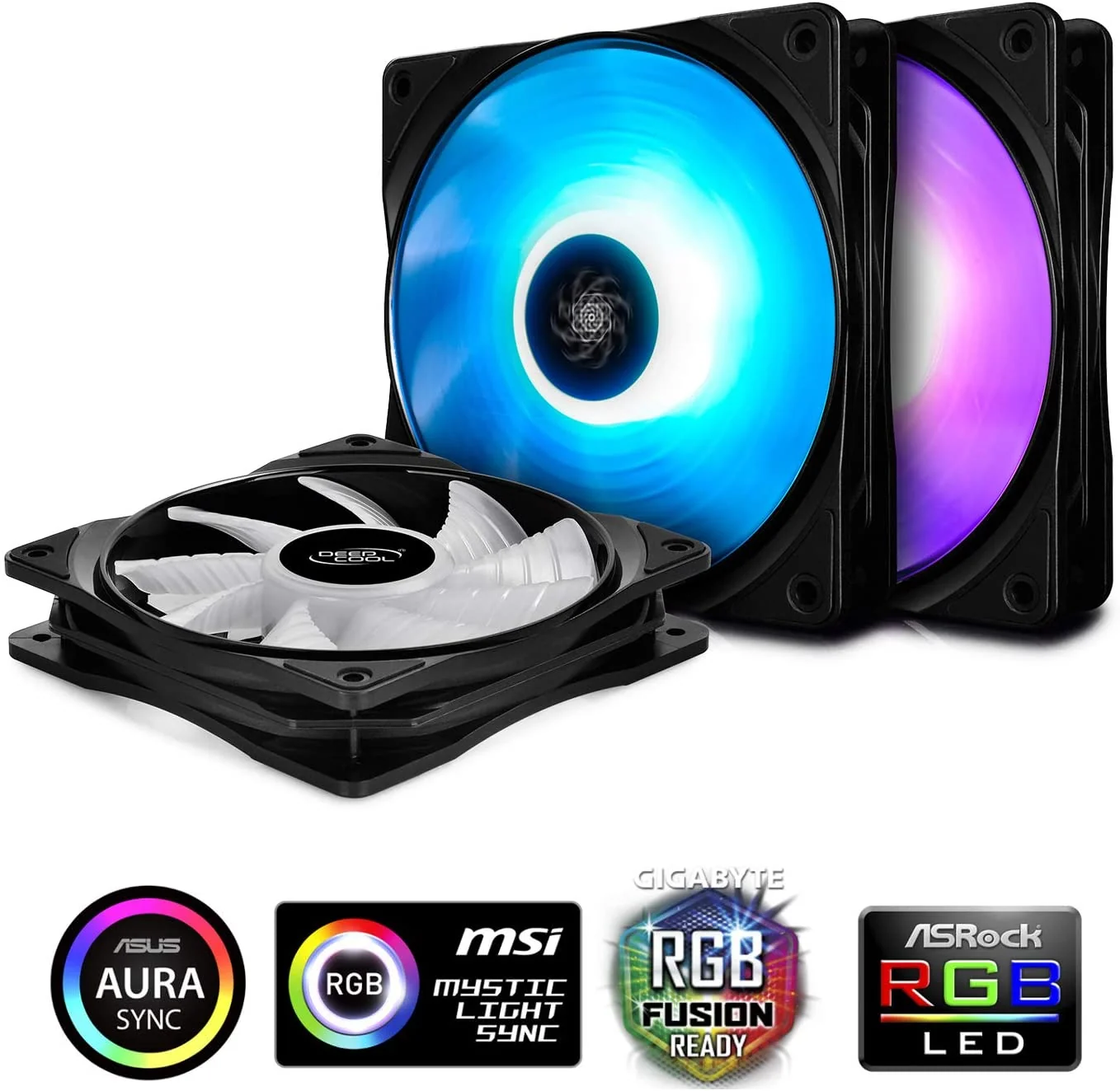 Deepcool RF120M 3-in-1 RGB 3-Pack LED PWM Fans with Fan Hub and Extension DP-FRGB-RF120-3C