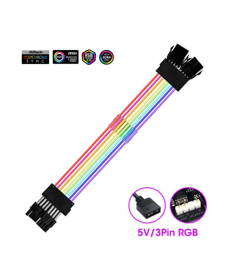 Dual 8pin ARGB PCIE/GPU Extension Cable BLACK - Image 2