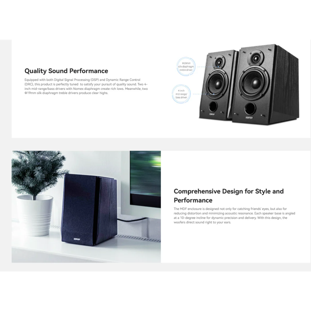 Edifier R1855DB Active 2.0 Bluetooth Bookshelf Speakers, Bluetooth Music Streaming - Image 4