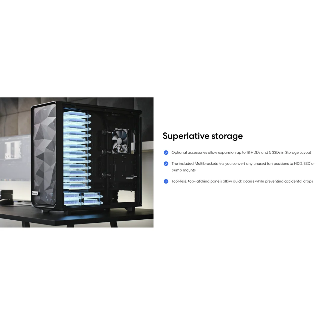 Fractal Design Meshify 2 XL Black ATX Flexible Dark and Light Tinted TG Window Full Tower Case - Image 4