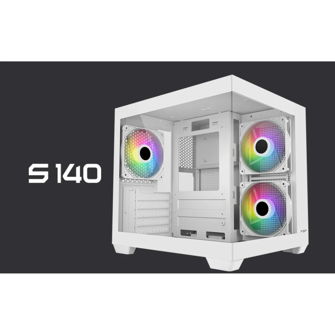 FSP S140-WA aRGB White mATX Gaming PC Case - Image 4