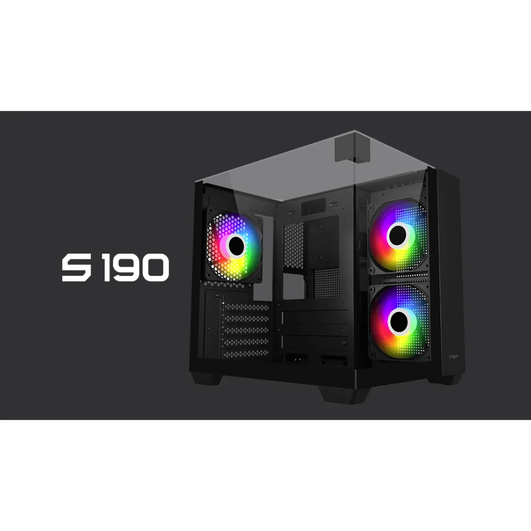 FSP S190-BA aRGB Black mATX Gaming PC Case - Image 4