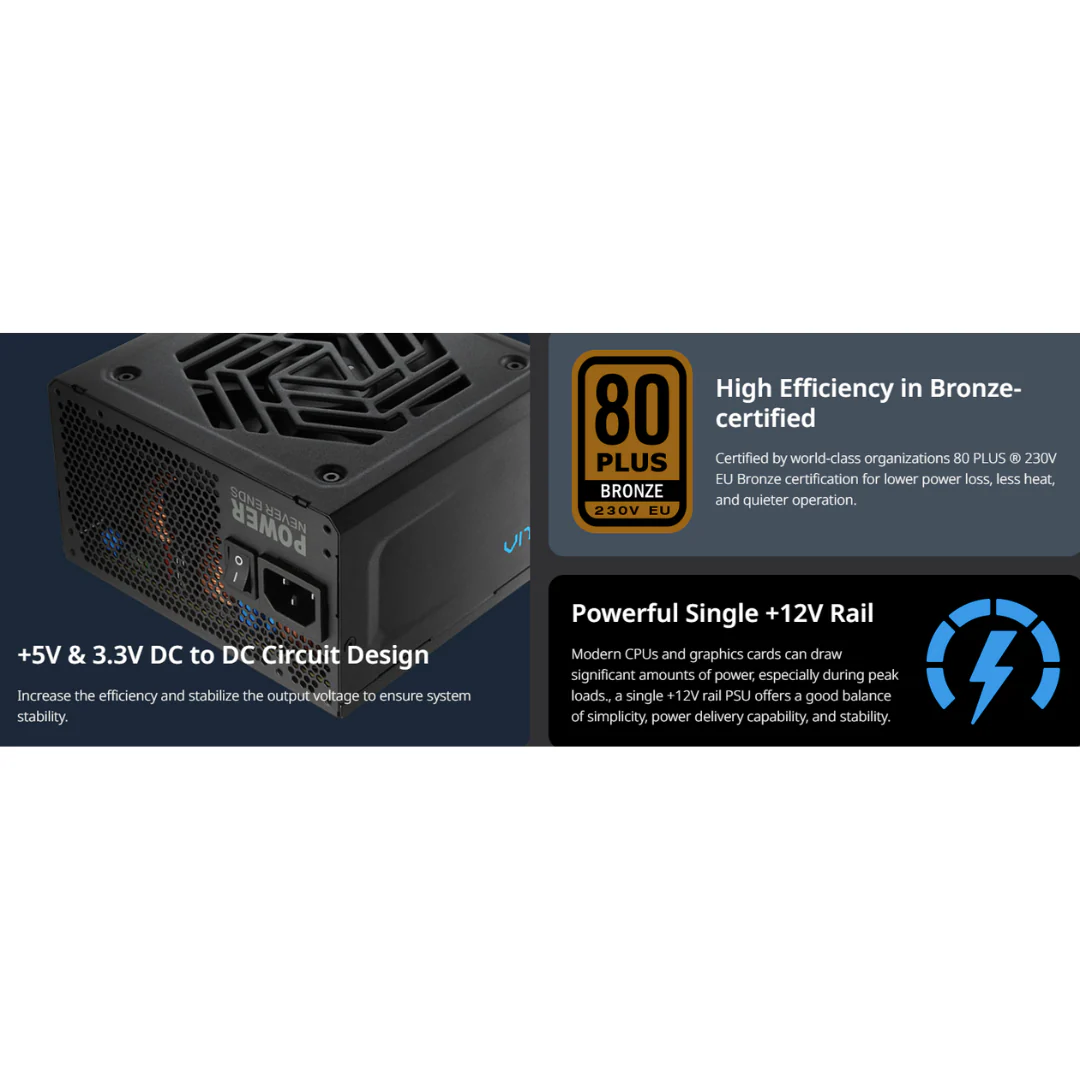 FSP Vita BD 80+ 230V EU Bronze Non Modular Flat Cable Power Supply (VITA-750BD | VITA-850BD) - Image 4