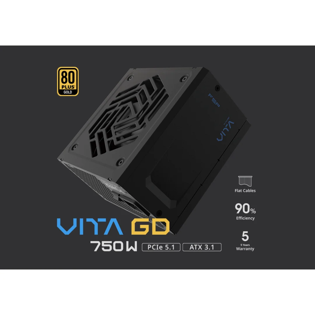 FSP VITA GD 750W 80+ Gold ATX3.1 Active PFC HYB Bearing Non-Modular Power Supply VITA-750GD - Image 4