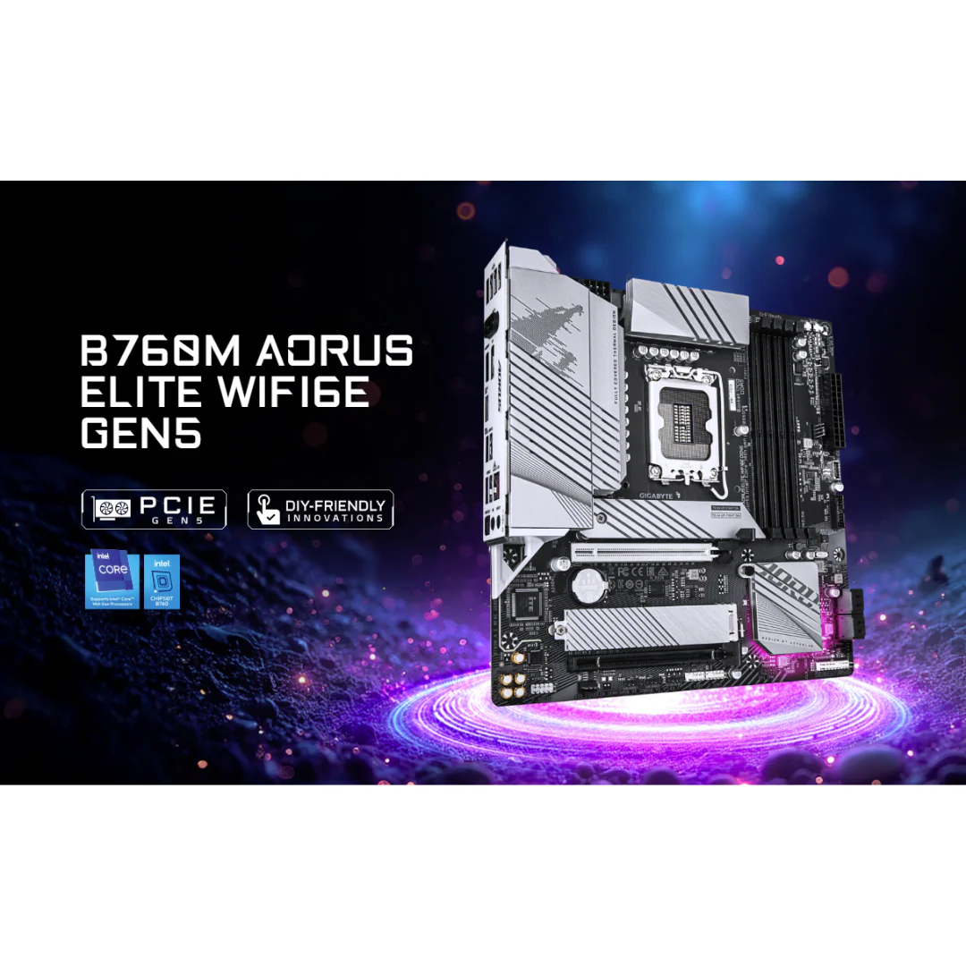 Gigabyte B760M Aorus Elite WiFi6E Gen5 DDR5 LGA 1700 Motherboard - Image 4