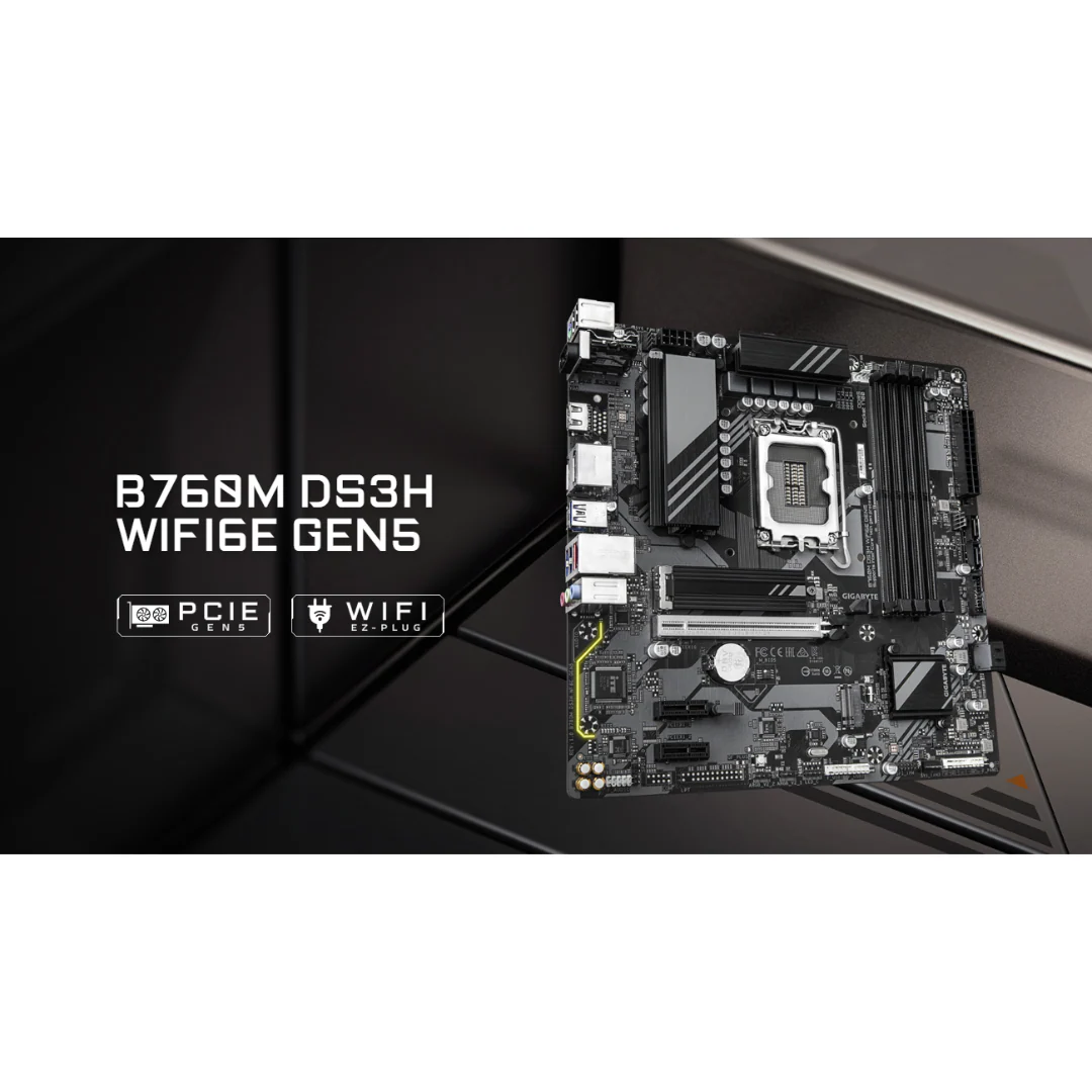 Gigabyte B760M DS3H WiFi6E Gen5 DDR5 LGA 1700 Motherboard - Image 4