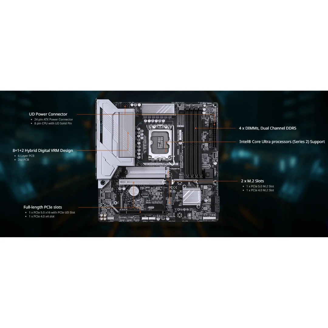 Gigabyte B860M Gaming X 4*D5 mATX LGA1851 Motherboard - Image 4