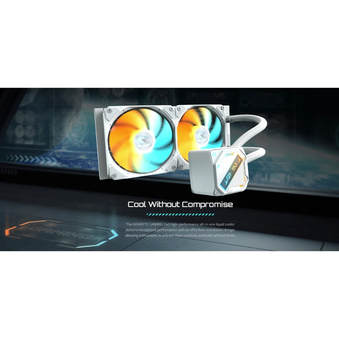 Gigabyte Gaming 240 ICE AIO 2 x 120mm EZ-CHAIN ARGB FAN WHITE Cooler GP-GIGABYTE-GME-240I - Image 4
