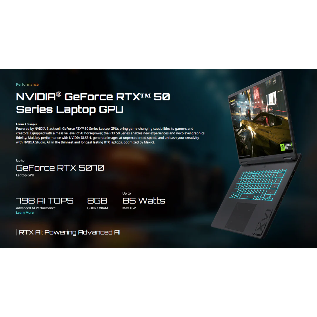Gigabyte Gaming A16 CMHH2PH893SH Laptop (Black) | 16" FHD+ (1920x1200) 165Hz | i5-13420H | 16GB RAM | 512GB SSD | RTX 4050 | Windows 11 Home | Gigabyte Backpack - Image 4