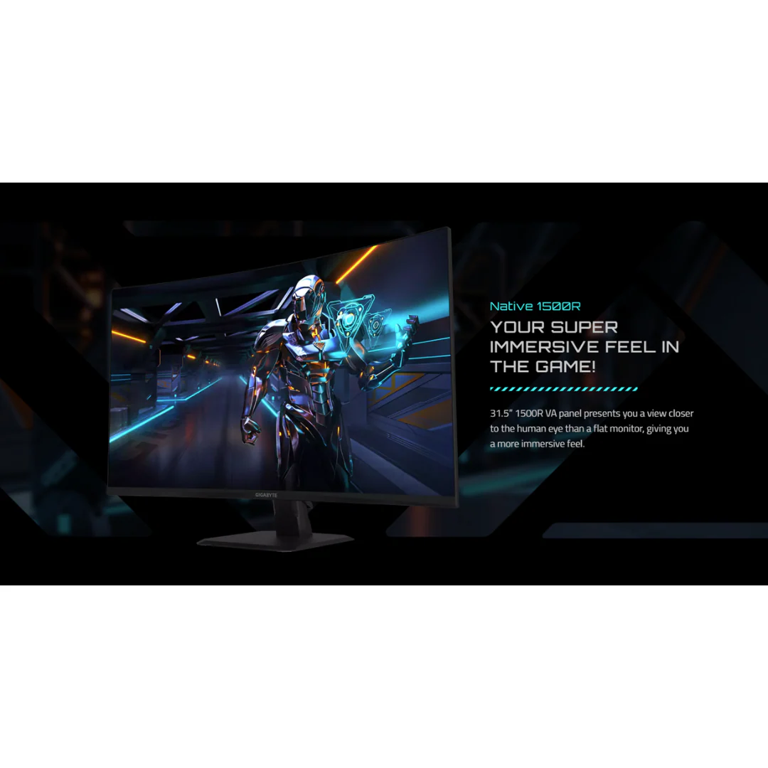 Gigabyte GS32QCA 32" VA 180Hz QHD 2560X1440 1ms MPRT 1500R Curved Gaming Monitor - Image 4