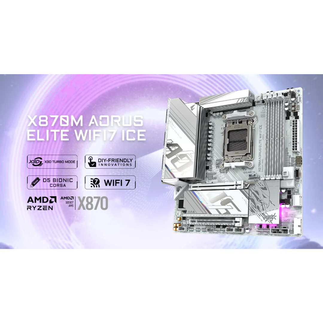 Gigabyte X870M AORUS ELITE WiFi7 ICE DDR5 AM5 Motherboard - Image 4