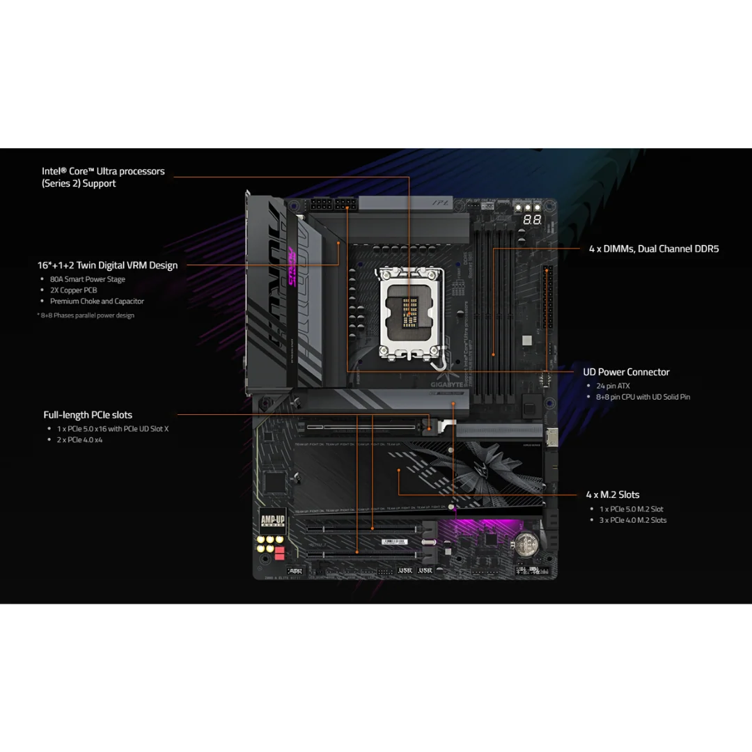 Gigabyte Z890 Aorus Elite WiFi7 4*D5 ATX WiFi7 LGA1851 Motherboard - Image 4