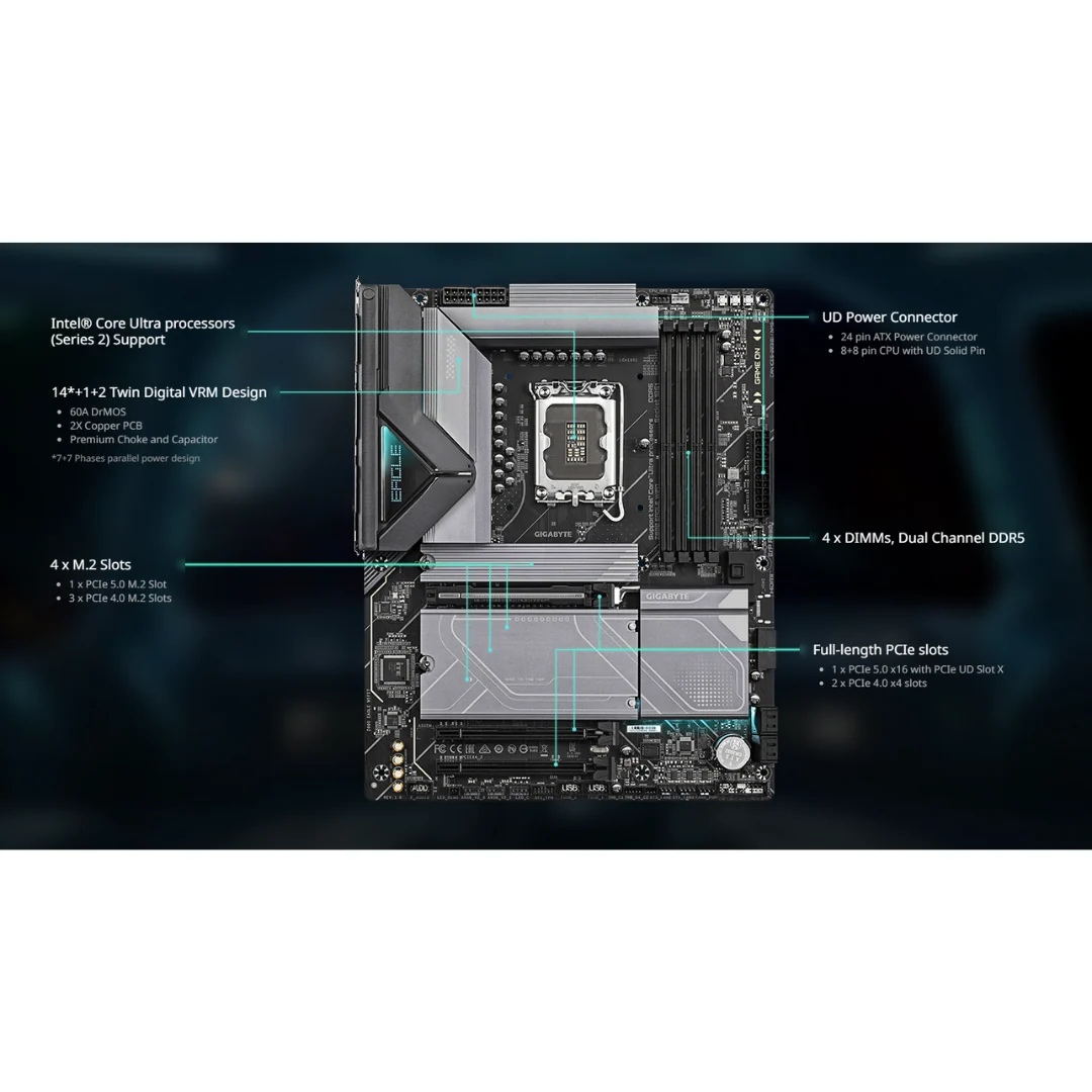 Gigabyte Z890 Eagle WiFi7 4*D5 ATX WiFi7 LGA1851 Motherboard - Image 4