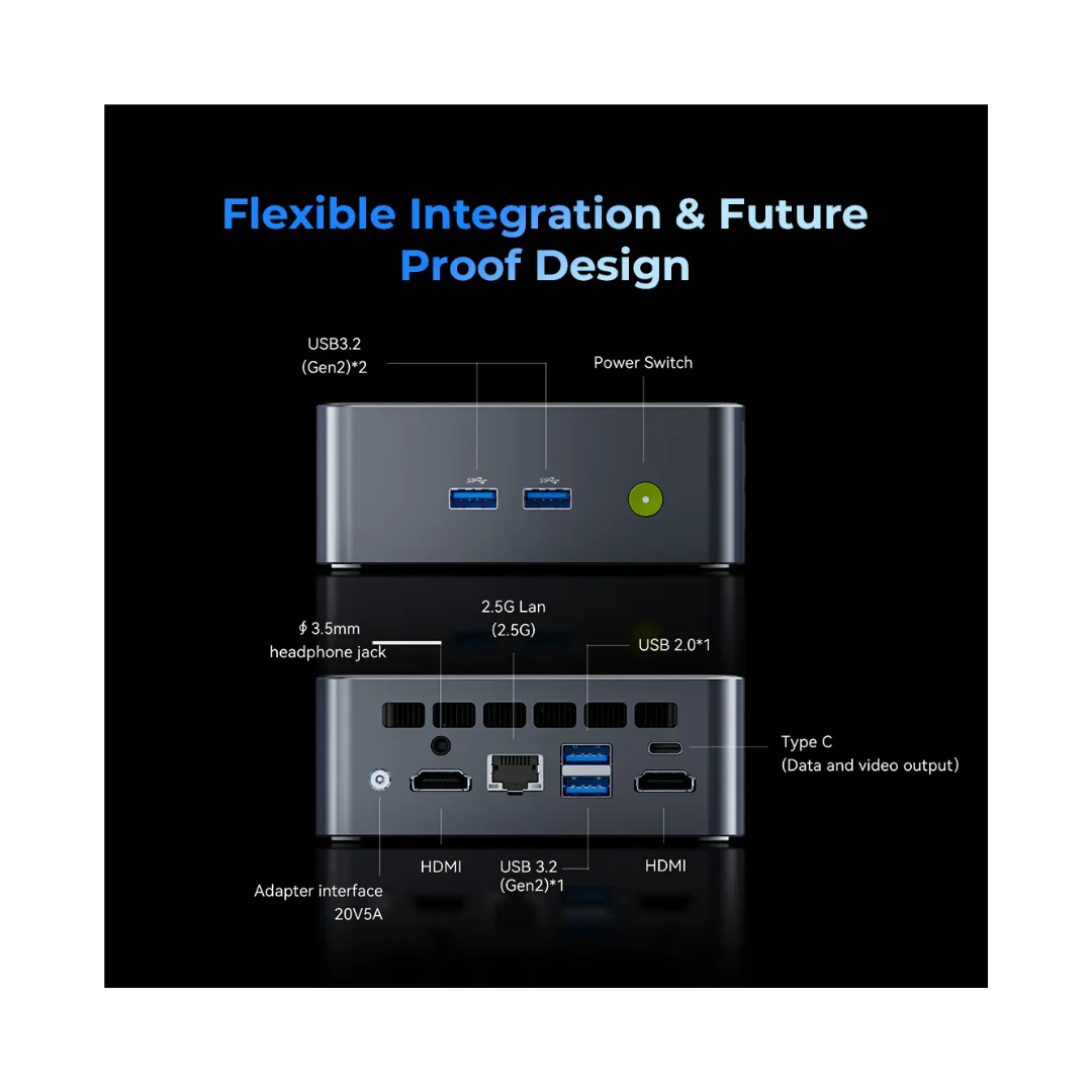 GMKtec M3 ULTRA NucBox Mini PC (Black) - Intel i7-12700H | 32GB DDR4 | 1TB M.2 | WiFi 6 | 2.5G | Windows 11 Pro - Image 4