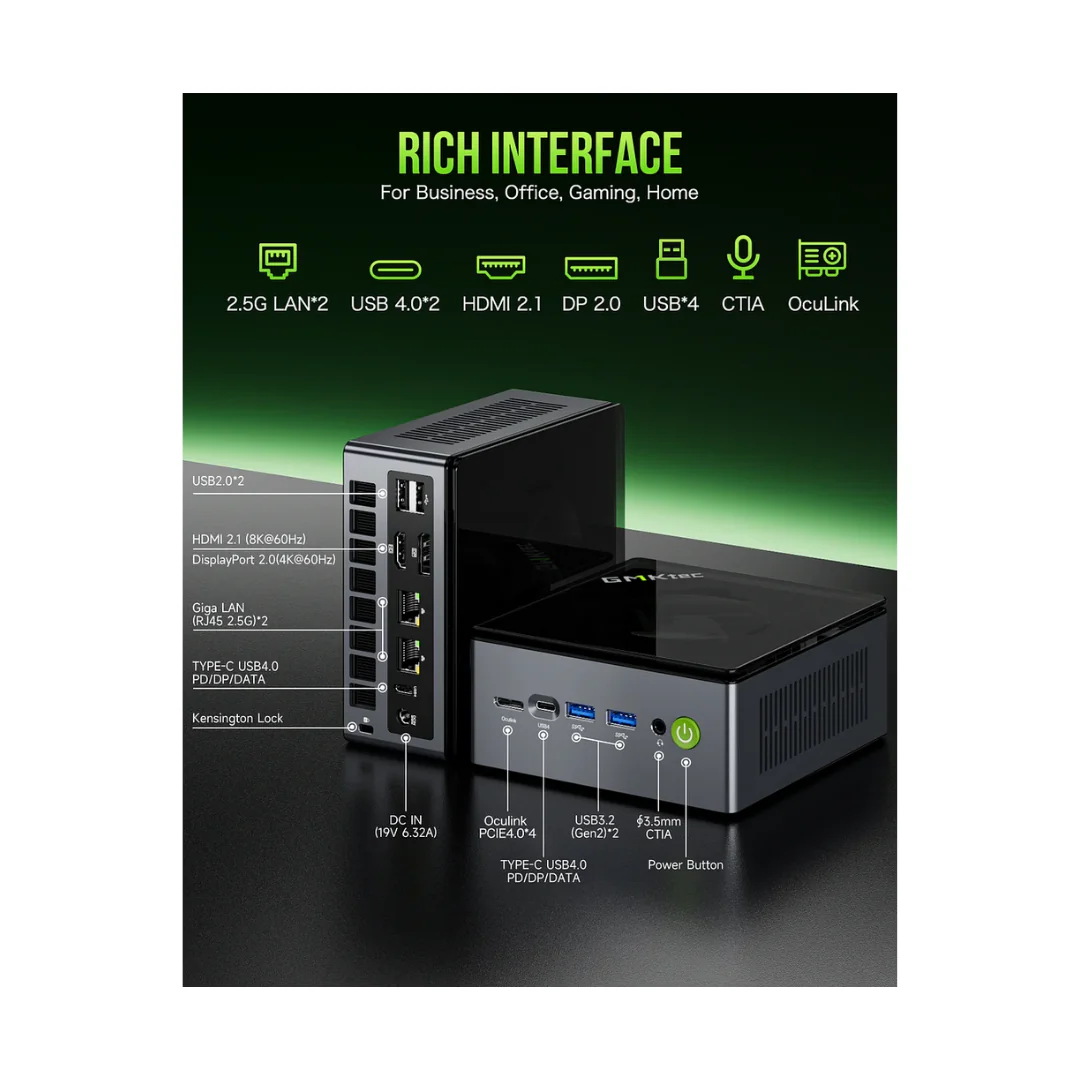 GMKtec M7 Pro NucBox Mini PC (Black) - AMD Ryzen 9 Pro 6950H | 16GB DDR5 | 1TB M.2 | AMD Radeon 680M | Windows 11 Pro - Image 4