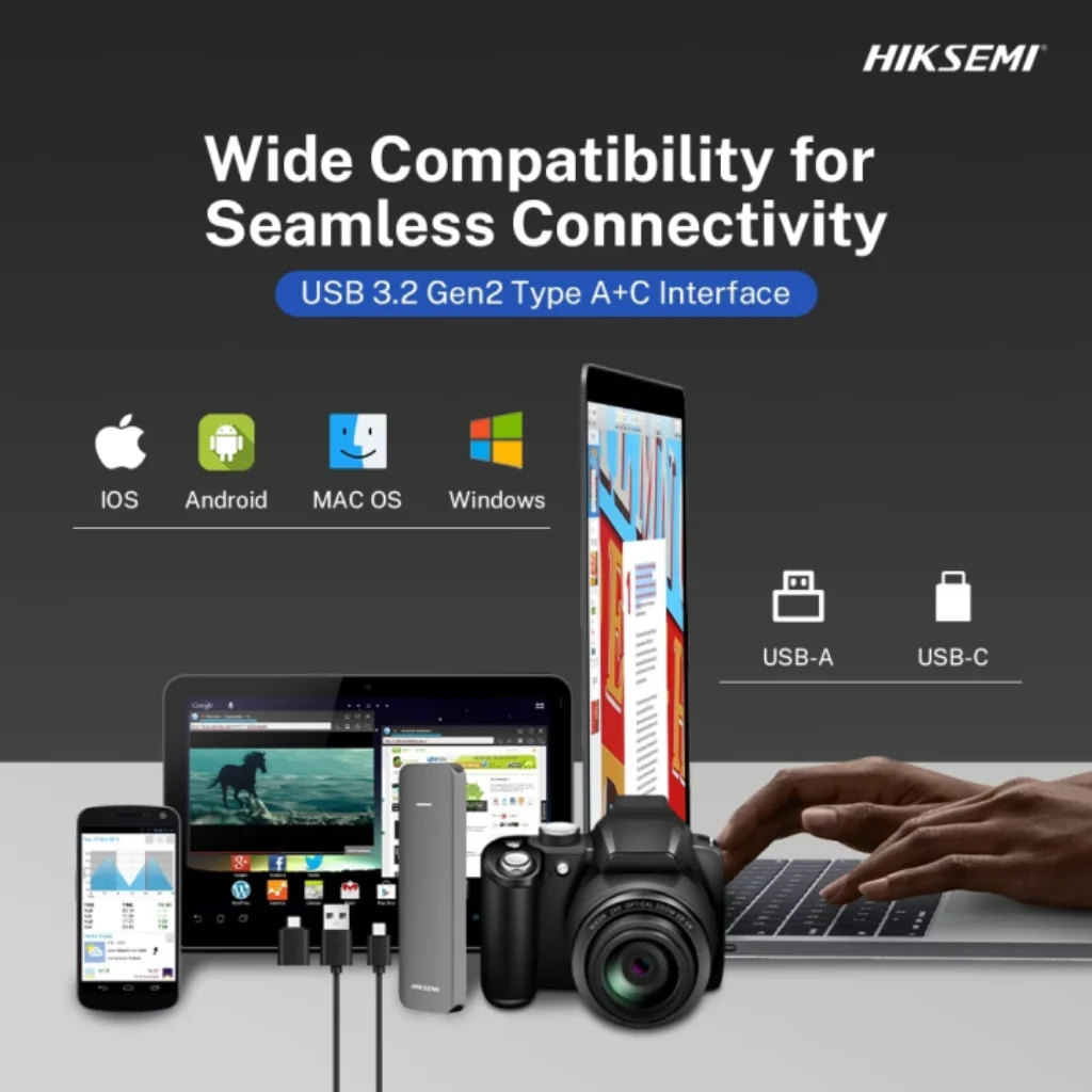 Hiksemi HS-ESSD ELITE 1TB Grey USB 3.2 Gen2 x2 Up to 1050MB/s Read & 1030MB/s Write Type-C Portable SSD - Image 5