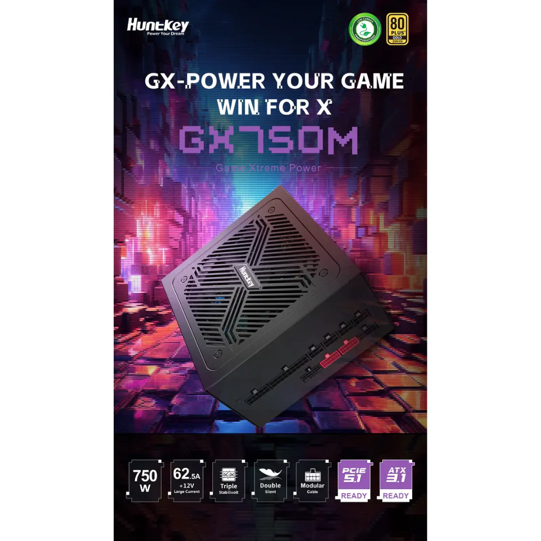 Huntkey GX750M GOLD 750W ATX3.1 PCIe5.1 80+ Full Modular Power Supply - Image 4