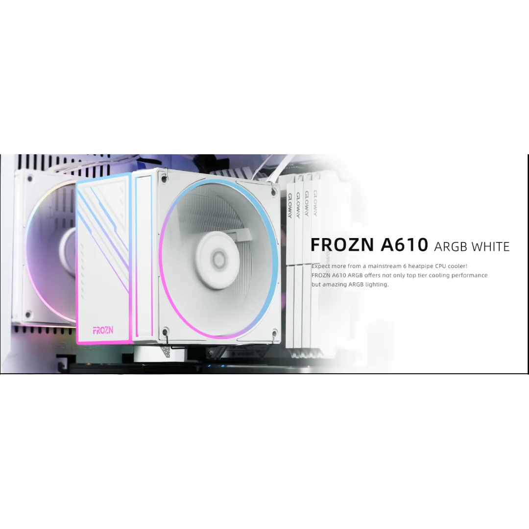 ID Cooling FROZN A610 ARGB White 6 heatpipe, 1x120mm CPU Cooler - Image 4