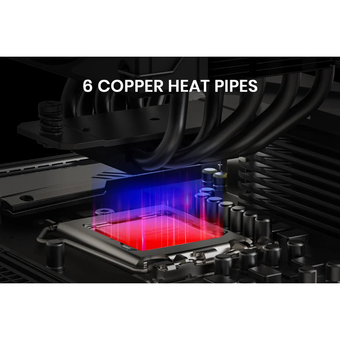 ID Cooling FROZN A610 Black 6 heatpipe, 1x120mm CPU Cooler - Image 4
