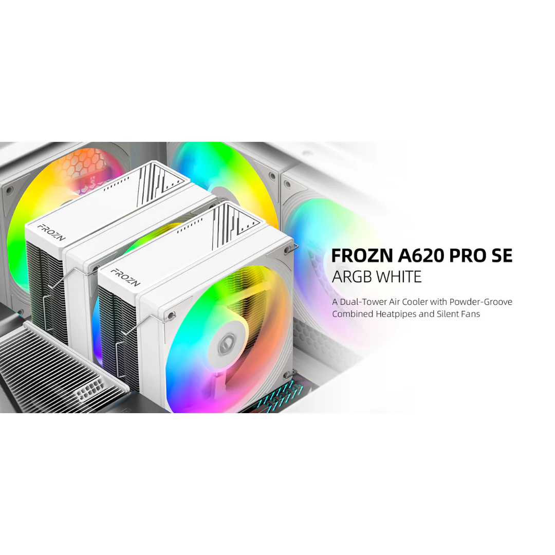 ID Cooling FROZN A620 Pro SE ARGB White Twin Tower 2X120mm PWM CPU Cooler - Image 4