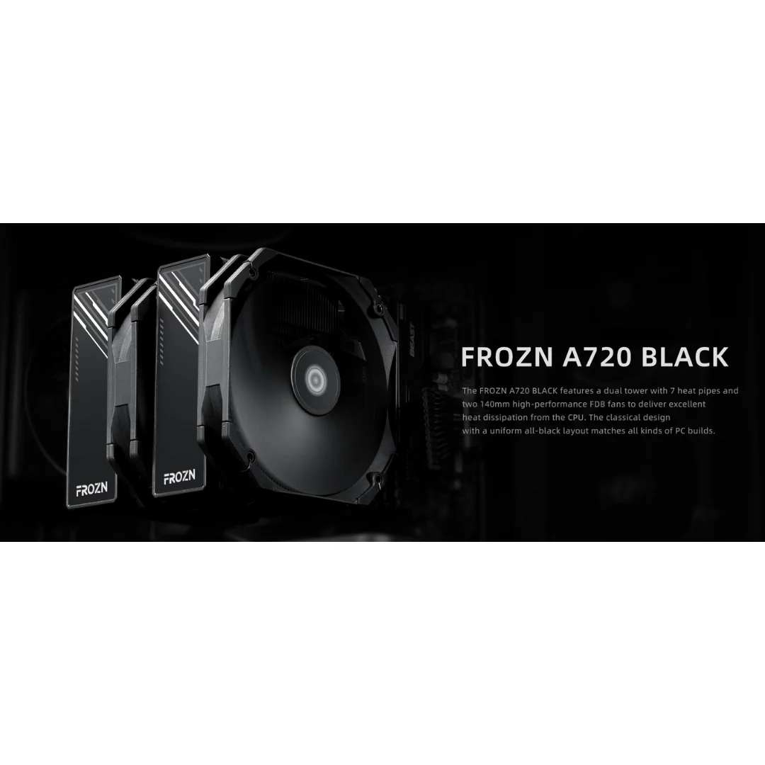 ID Cooling FROZN A720 Black 2X140mm PWM CPU Cooler - Image 4