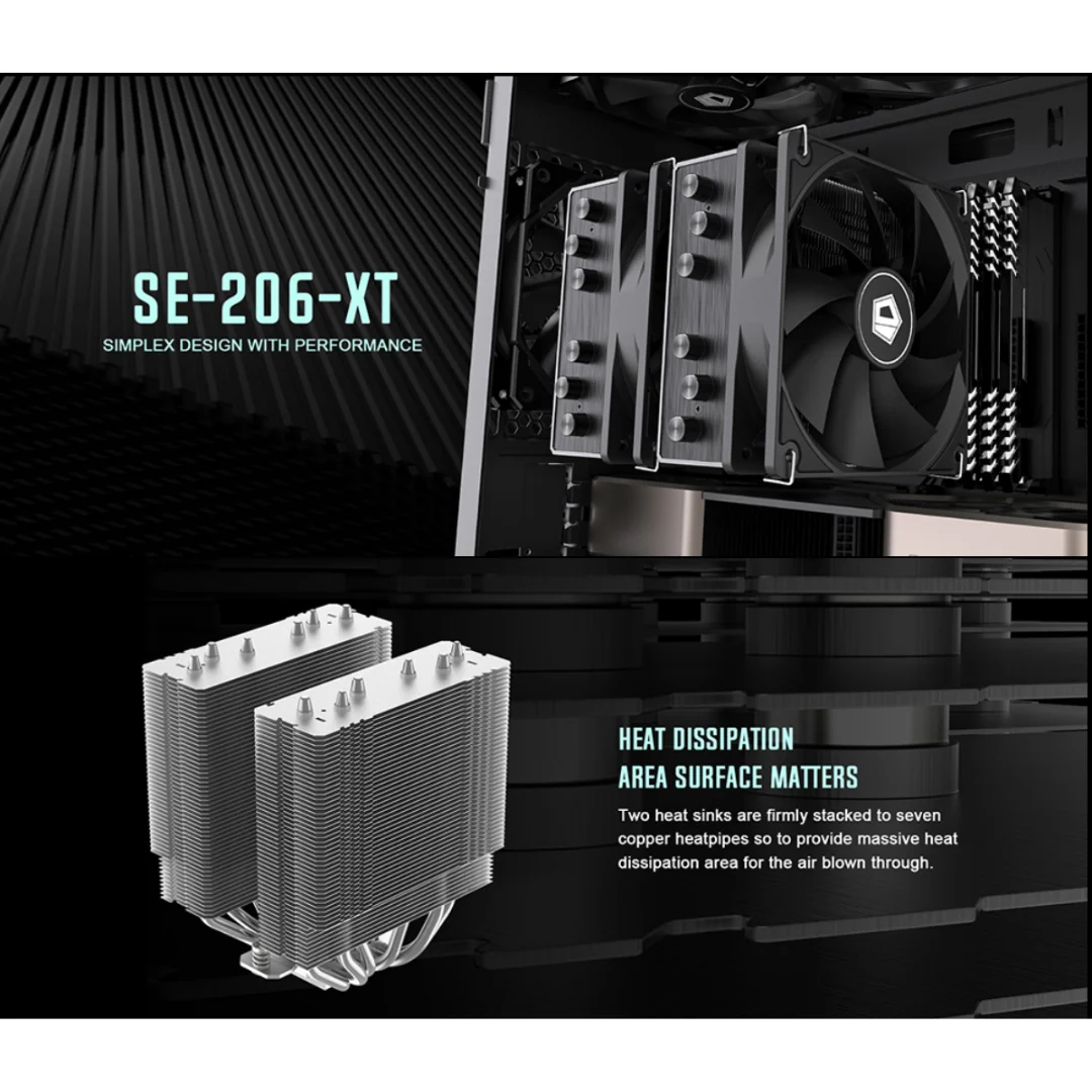 ID Cooling SE-206 XT White Air Cooler Twin Tower Fan ID-CPU-SE-206-XT-WHITE - Image 3