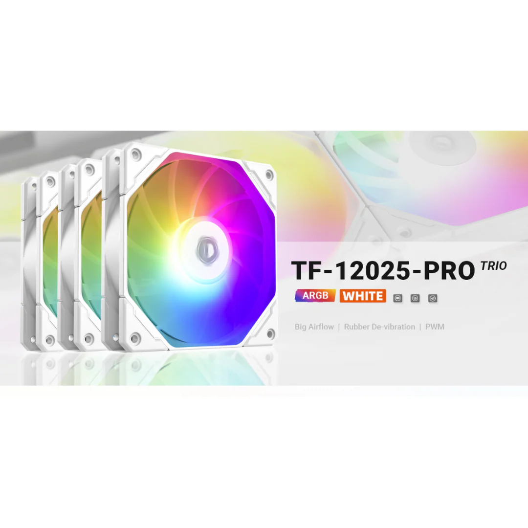 ID Cooling TF-12025 Pro ARGB PWM Trio White Fan ID-FAN-TF-12025-PRO-ARGB-TRIO WHITE - Image 4