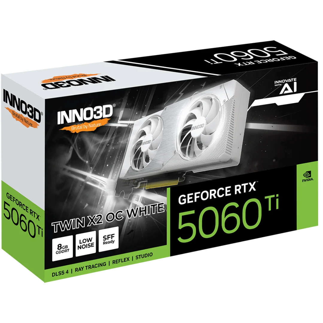 Inno3D RTX 5060 TI Twin X2 OC 8GB White Graphics Card N506T2-08D7X-193075W - Image 3