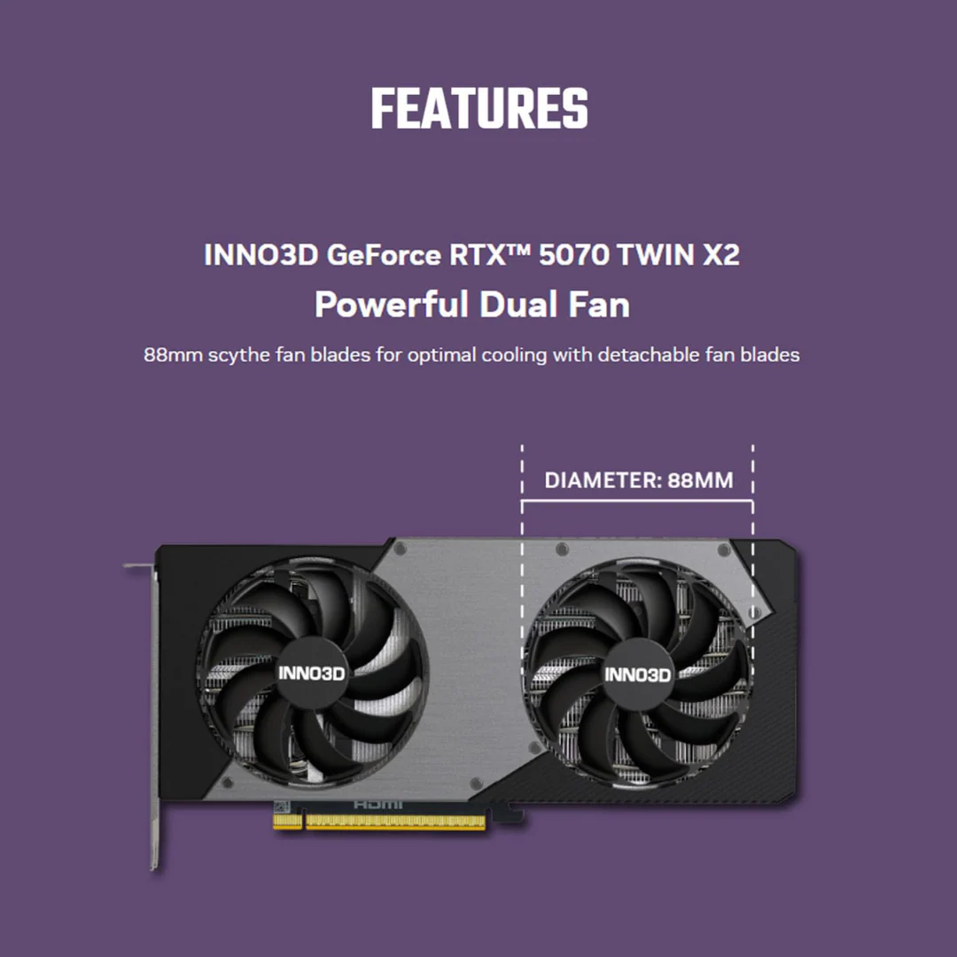 Inno3D RTX 5070 Ti X3 OC 16GB SFF GDDR7 N507T3-16D7-176068N Graphics Card - Image 4