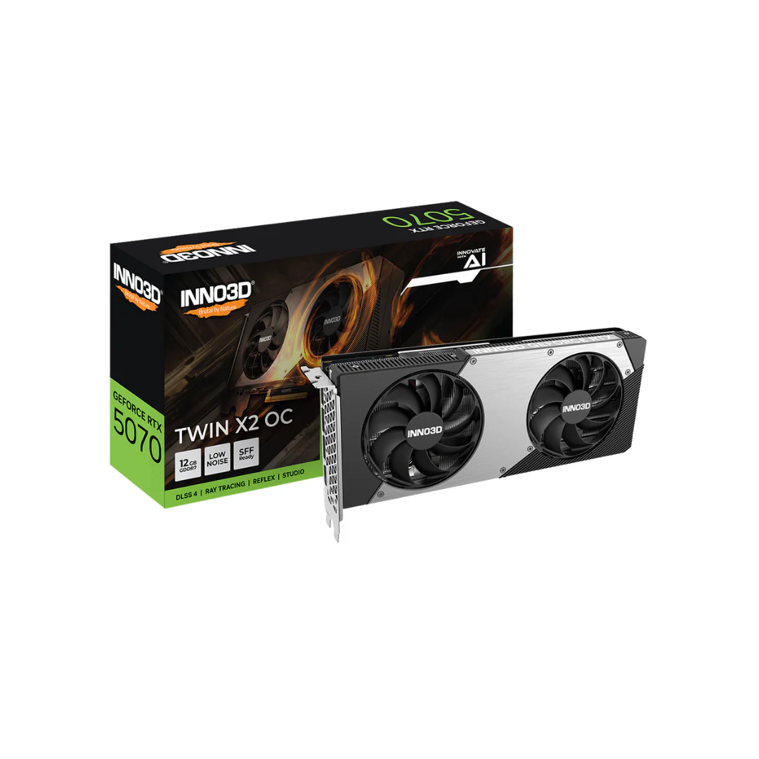 Inno3D RTX 5070 Twin X2 OC 12GB GDDR7 SFF N50702-12D7X-195064N Graphics Card