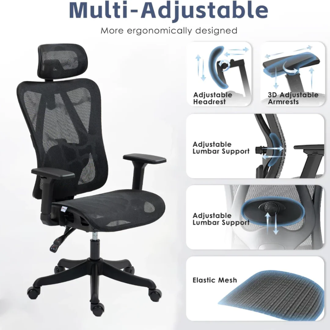 InPlay EF90-B Black Ergonomic Computer Chair - Image 2