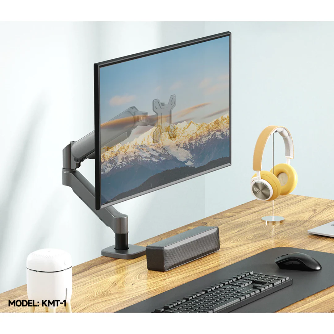 Inplay KMT-1 Single Arm Monitor Mount ( Black | White ) 13-32" Gas Spring Fully Adjustable - Image 2