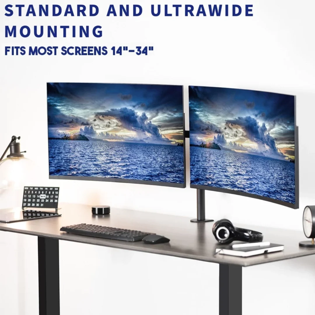 Inplay KMT-2 Dual Arm Monitor Mount 13-27" Fully Adjustable with C Clamp Stand - Image 2