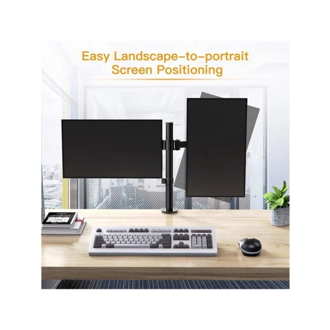 Inplay KMT-2 Dual Arm Monitor Mount 13-27" Fully Adjustable with C Clamp Stand - Image 3