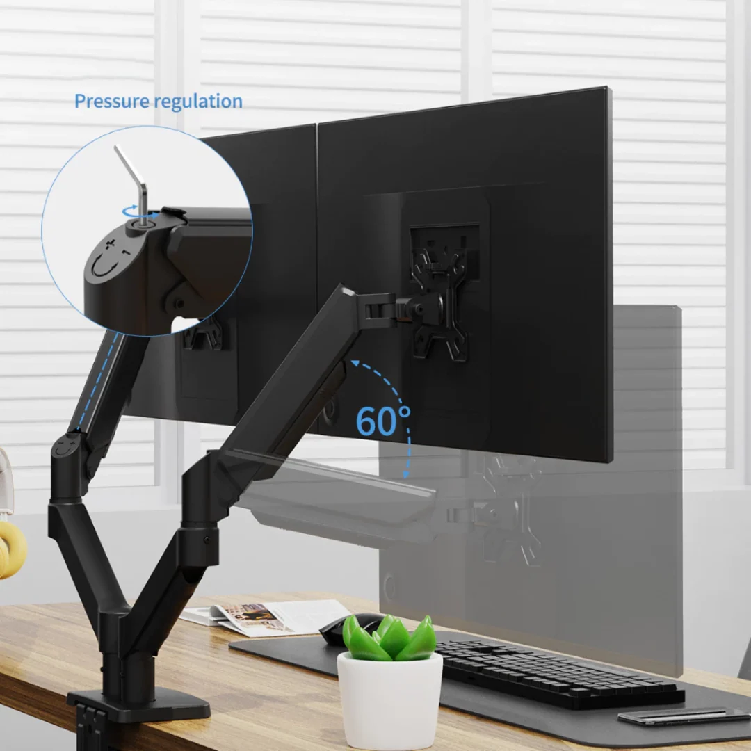 Inplay KMT-3 Dual Arm Monitor Mount 13-27" with 180° Swivel, Tilt, 360° Rotation - Image 2