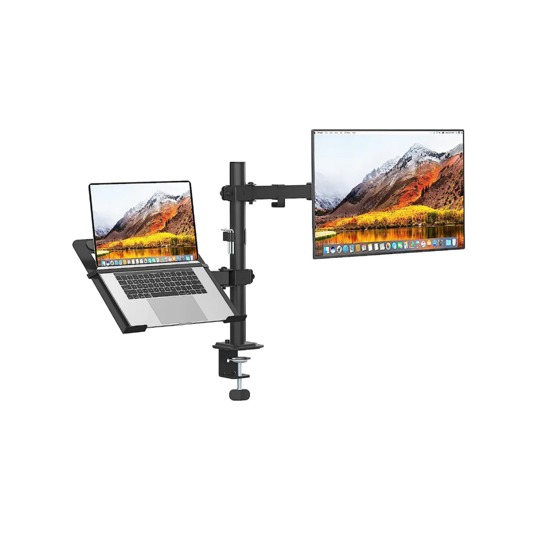 Inplay KMT-4 Black Dual Arm 2-in-1 Laptop Tray with 13-27" Monitor Mount