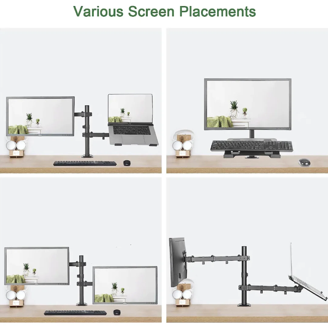 Inplay KMT-4 Black Dual Arm 2-in-1 Laptop Tray with 13-27" Monitor Mount - Image 3
