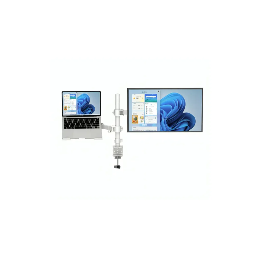 Inplay KMT-4 White Dual Arm 2-in-1 Laptop Tray with 13-27" Monitor Mount - Image 2