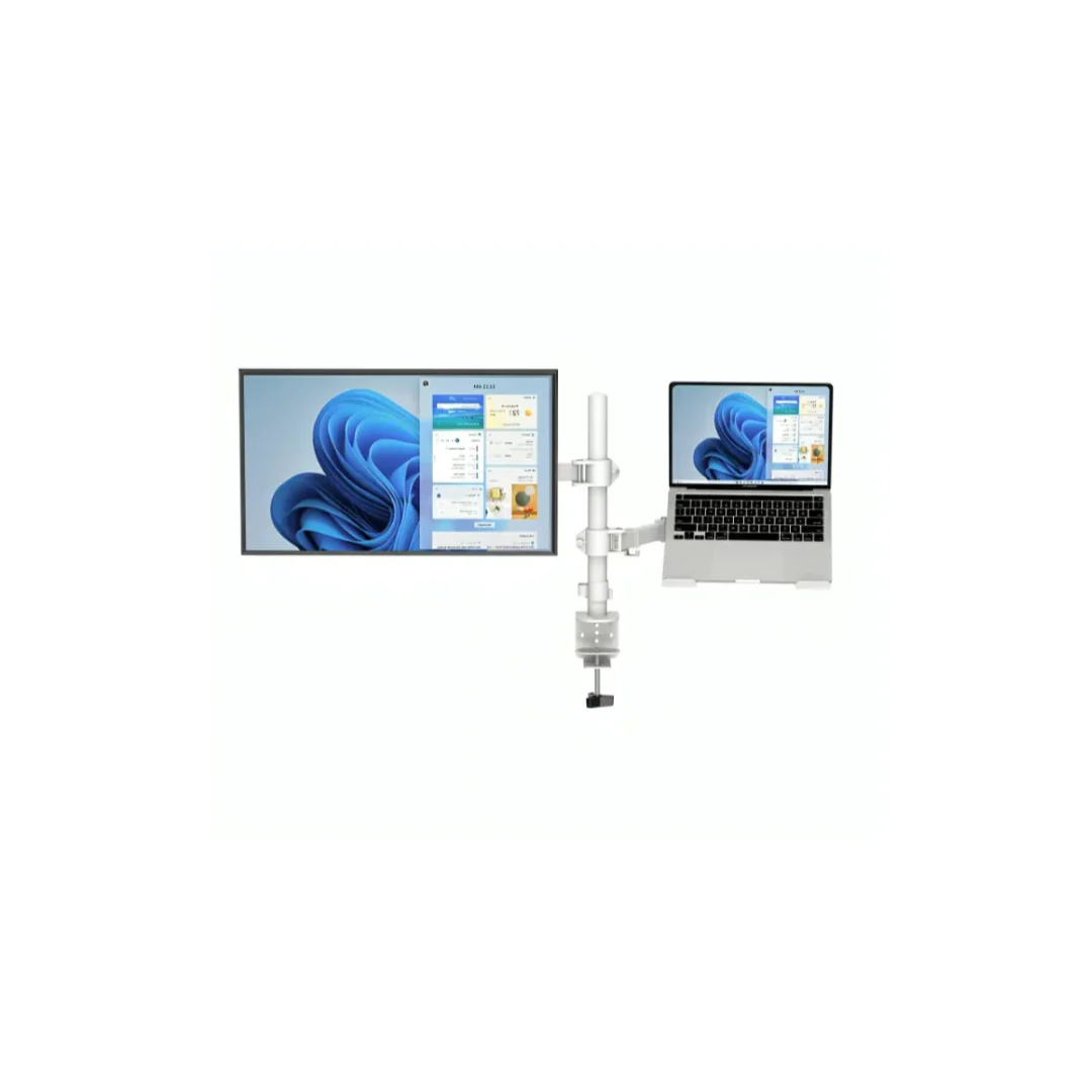 Inplay KMT-4 White Dual Arm 2-in-1 Laptop Tray with 13-27" Monitor Mount - Image 3