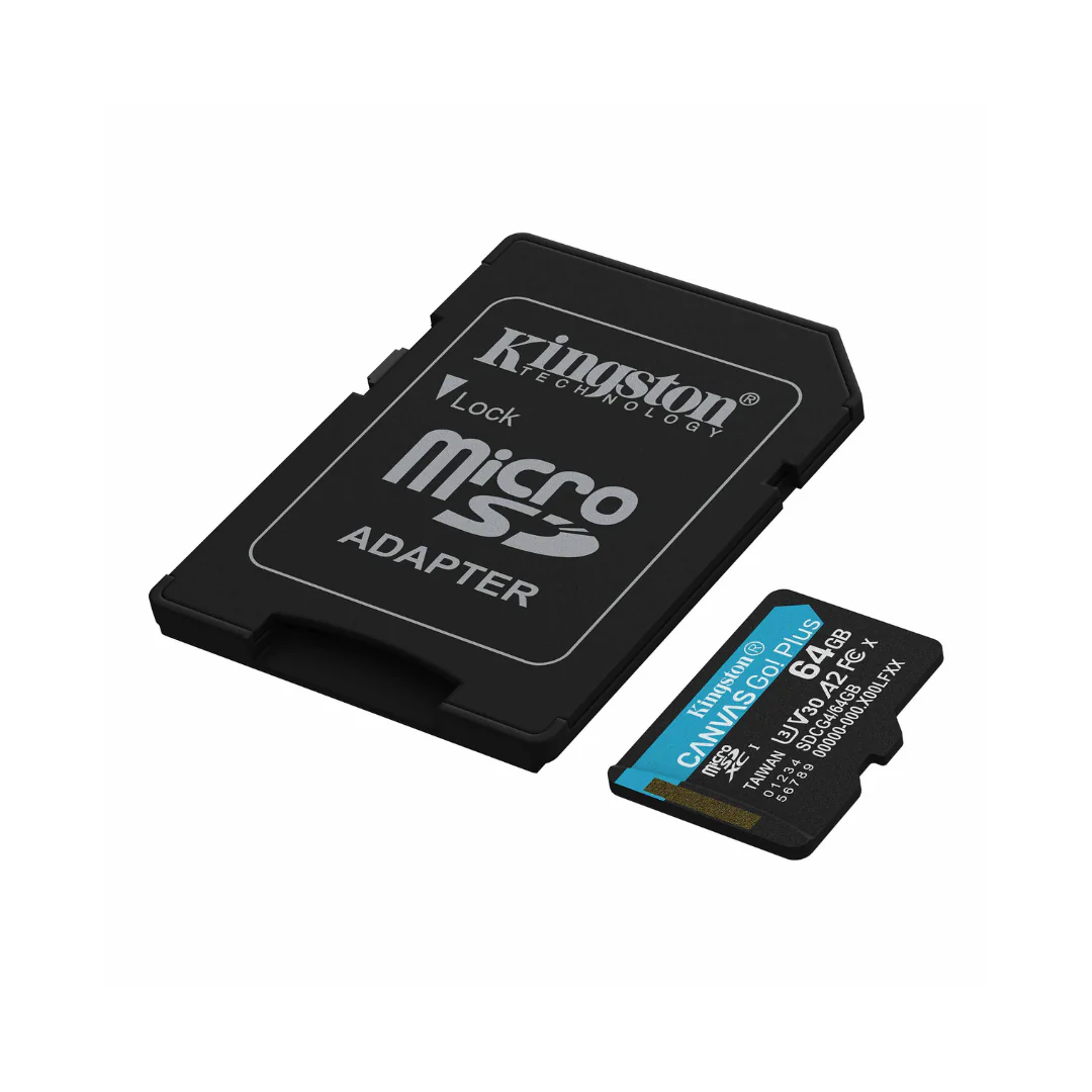 Kingston Canvas Go! Plus 64GB SDCG4/64GB 170MB/s Read MicroSD Memory Card with SD Adapter - Image 2