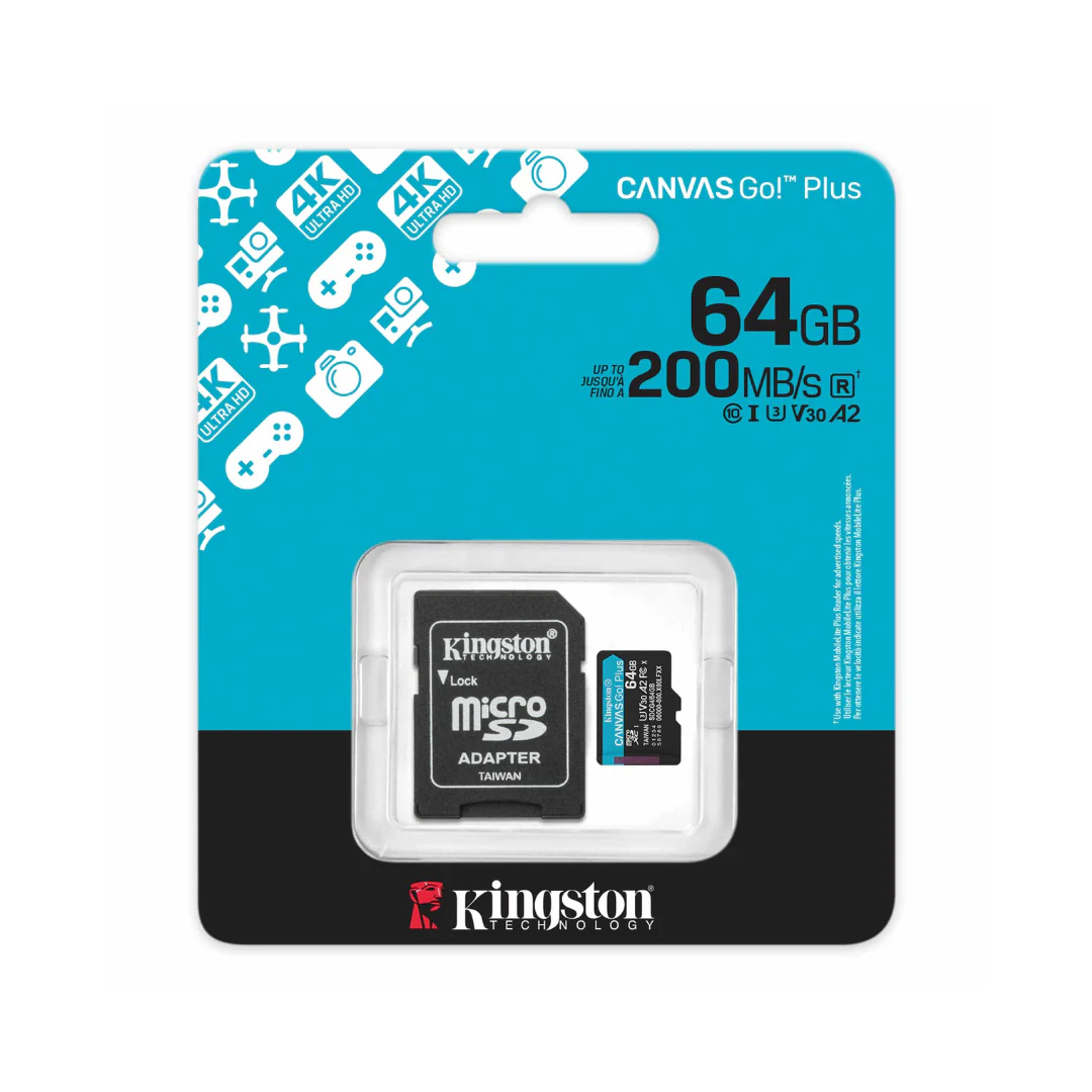Kingston Canvas Go! Plus 64GB SDCG4/64GB 170MB/s Read MicroSD Memory Card with SD Adapter - Image 3