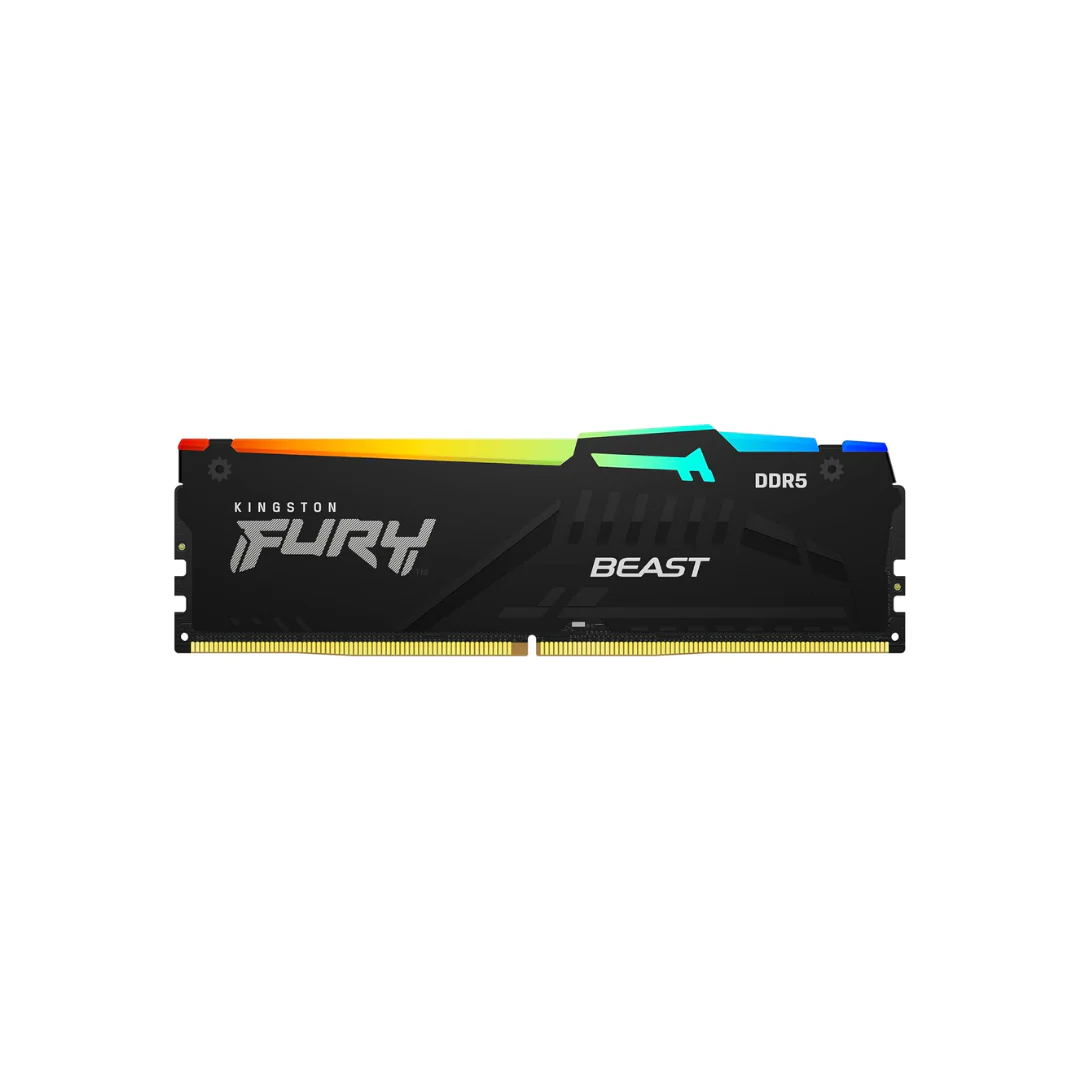 Kingston Fury Beast RGB Black 64GB Dual DDR5 6400MTs CL32-39 1.40v Desktop Memory KF564C32BBAK2-64 - Image 2