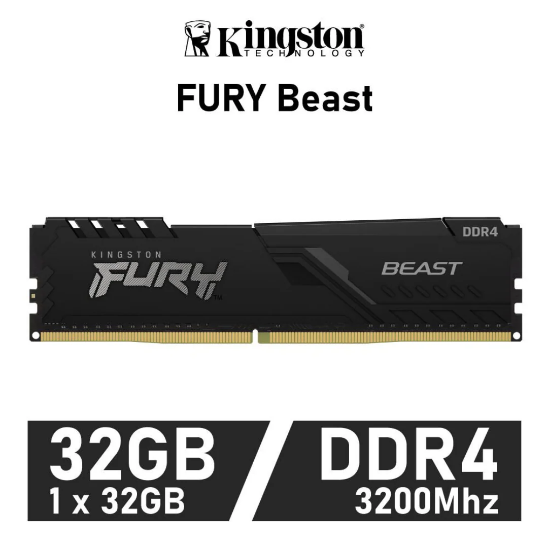Kingston Fury Beast 32GB DDR4 3200 Black CL16 1.35v KF432C16BB/32 Desktop Memory - Image 4