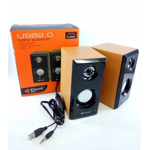 Kisonli Wooden T-001 Mini Computer Speaker - Image 2