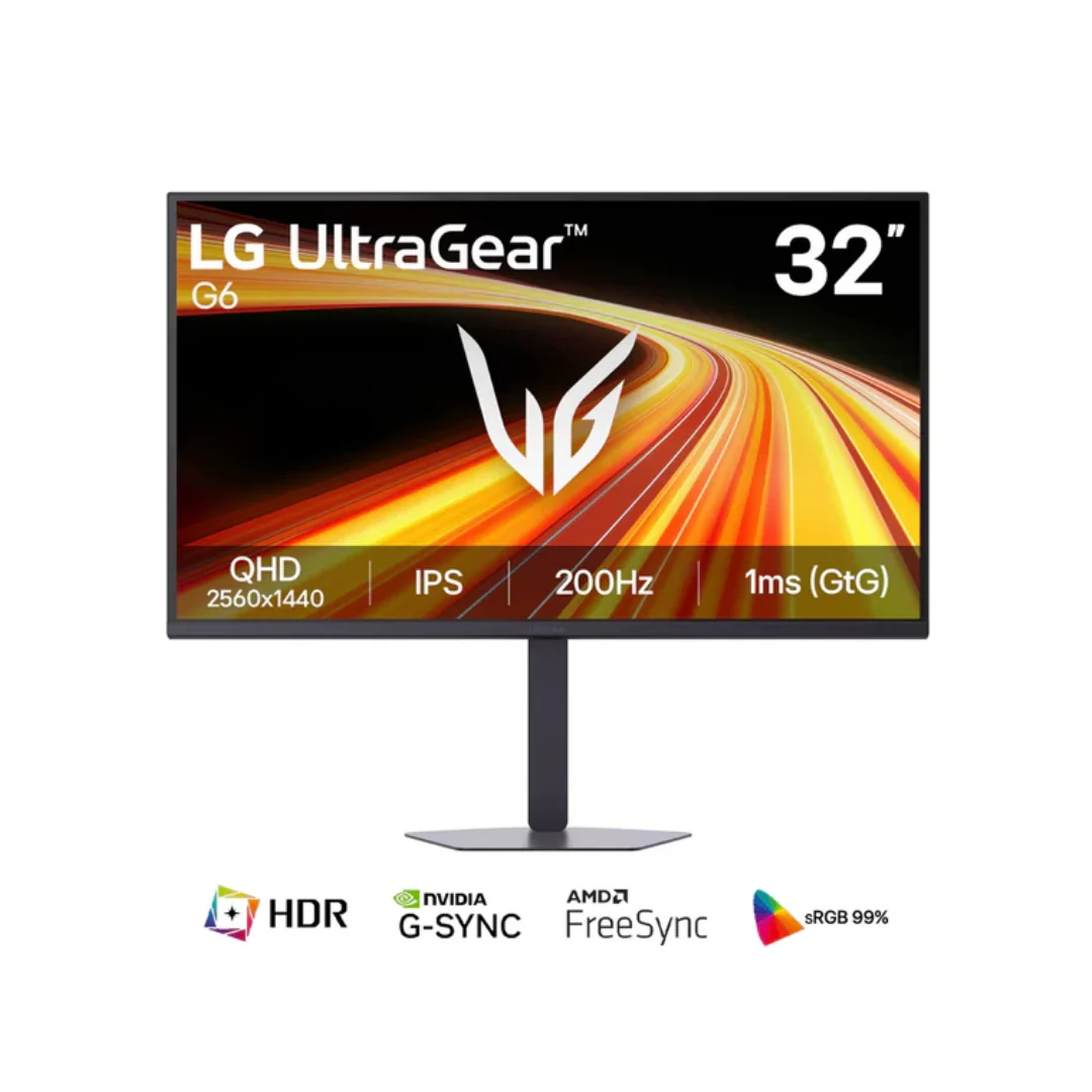 LG UltraGear G6 32G620B-B 32" IPS 200Hz QHD 2560x1440 1ms GTG Gaming Monitor with Tilt/ Height/ Pivot/ Swivel Adjustment - Image 2