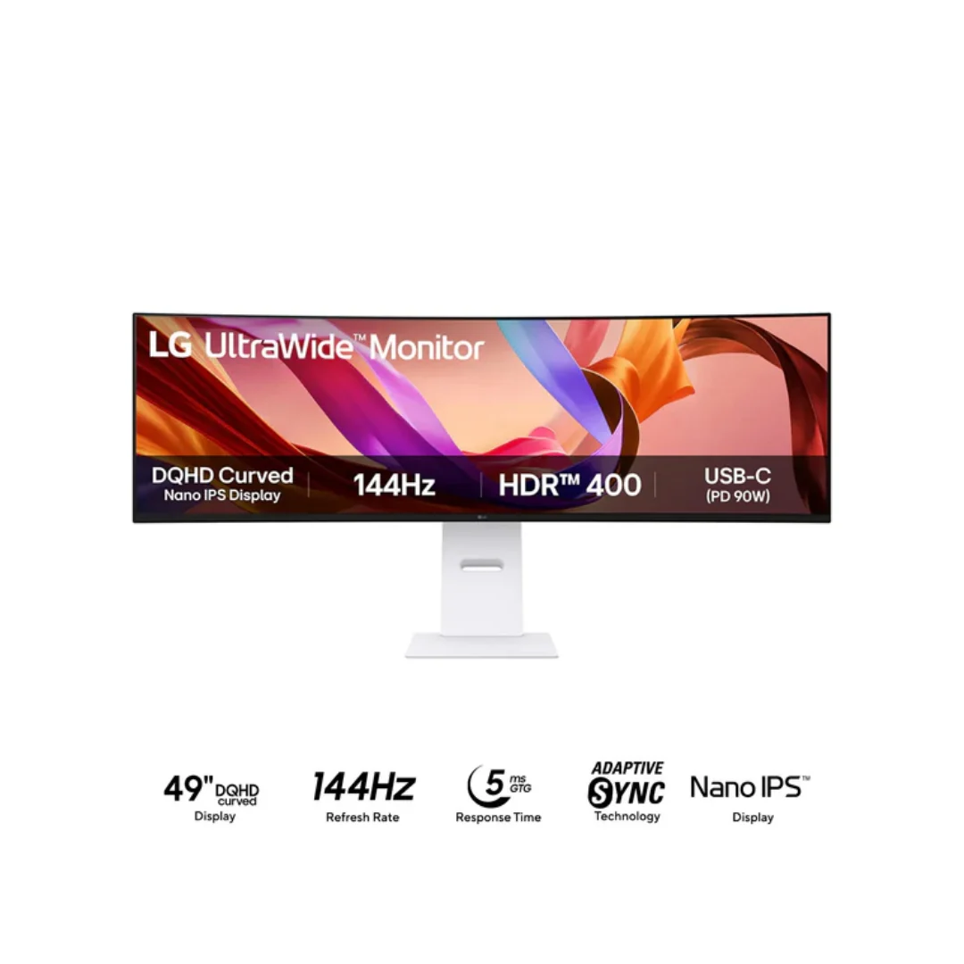 LG Ultrawide 49U950A-W 49" Curved IPS 144Hz DUAL QHD 5120x1440 5ms GtG at Faster Nano Display Monitor With Tilt, Height, Swivel & Pivot Adjustment - Image 2