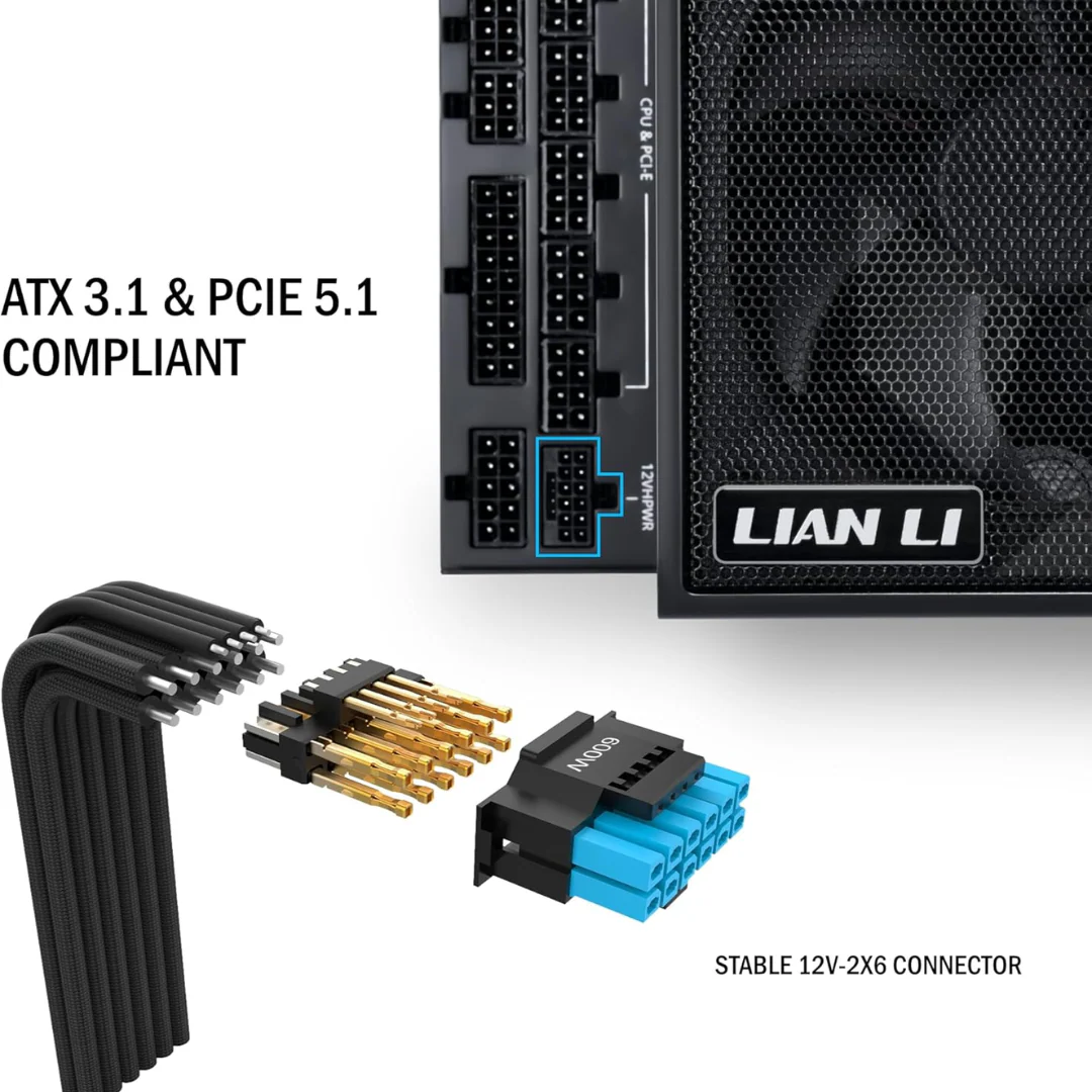 Lian Li Edge 850 Platinum 850W PSU EG0850 Black Full Modular ATX3.1 PCIe5.1 L-shape for dual chamber - Image 3