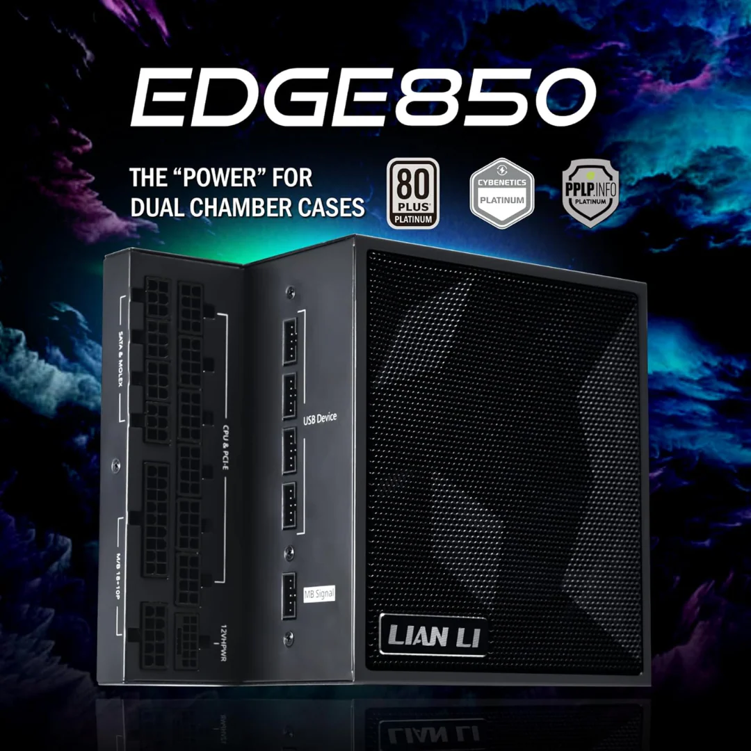 Lian Li Edge 850 Platinum 850W PSU EG0850 Black Full Modular ATX3.1 PCIe5.1 L-shape for dual chamber - Image 4
