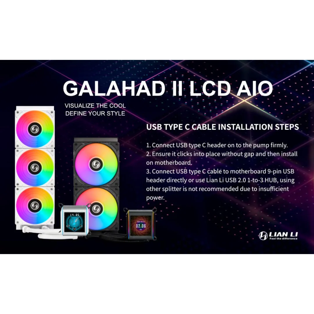Lian Li Galahad II LCD 360mm White GA2ALCD36INW Liquid / Water Cooling - Image 4